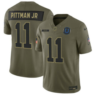 Men's Indianapolis Colts #11 Michael Pittman Jr. Olive 2025 F.U.S.E. Salute to Service Limited Stitched Football Jersey