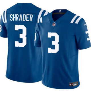 Men's Indianapolis Colts #3 Spencer Shrader Blue 2025 F.U.S.E. Vapor Limited Stitched Football Jersey