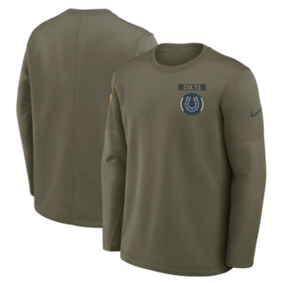 Men's Indianapolis Colts Olive 2025 Salute to Service Sideline Coaches Therma-FIT Long Sleeve Shirt