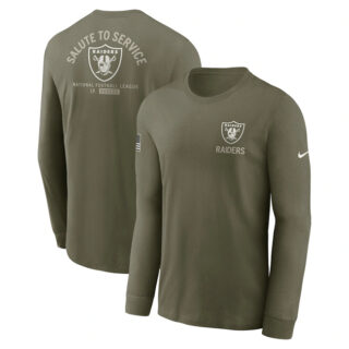 Men's Las Vegas Raiders Olive 2025 Salute to Service Sideline Long Sleeve T-Shirt