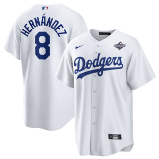Men's Los Angeles Dodgers #8 Enrique Hernandez White 2025 World Series Home Cool Base Stitched Baseball Jersey