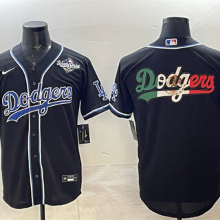 Men's Los Angeles Dodgers Team Big Logo Black Fashion 2025 World Series Cool Base Stitched Baseball Jersey 001