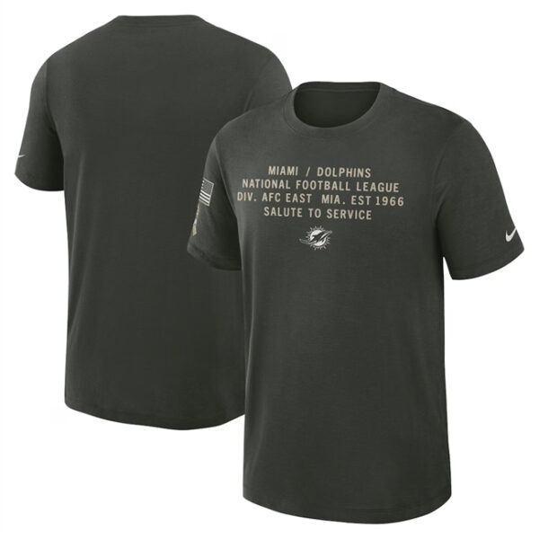 Men's Miami Dolphins Dark Green 2025 Salute to Service Sideline Slub Dri-FIT T-Shirt