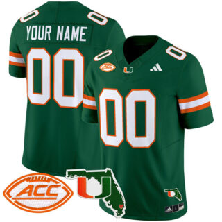 Men's Miami Hurricanes Active Player Custom Green 2024 F.U.S.E. Florida Patch Vapor Limited Stitched Football Jersey