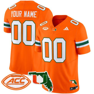 Men's Miami Hurricanes Active Player Custom Orange 2024 F.U.S.E. Florida Patch Vapor Limited Stitched Football Jersey