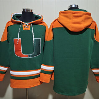 Men's Miami Hurricanes Blank Green Ageless Must-Have Lace-Up Pullover Hoodie
