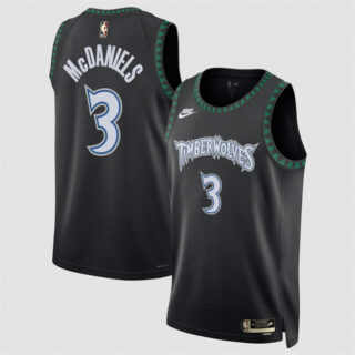 Men's Minnesota Timberwolves #3 Jaden McDaniels Black 2025 Classic Edition Stitched Jersey