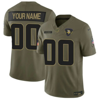 Men's Minnesota Vikings Active Player Custom Olive 2025 F.U.S.E. Salute to Service Limited Stitched Football Jersey