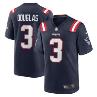 Men's New England Patriots #3 Demario Douglas Navy 2025 Stitched Game Jersey