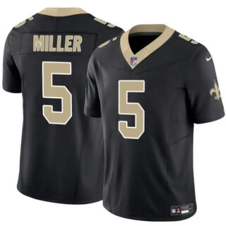 Men's New Orleans Saints #5 Kendre Miller Black 2025 F.U.S.E Vapor Limited Stitched Football Jersey
