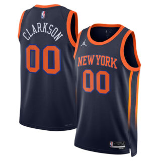 Men's New Yok Knicks #00 Jordan Clarkson Jordan Clarkson Black 2025 Statement Edition Stitched Basketball Jersey