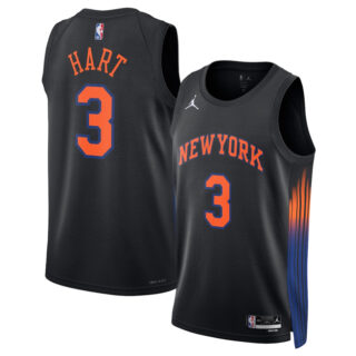 Men's New Yok Knicks #3 Josh Hart Black 2025 Statement Edition Stitched Basketball Jersey