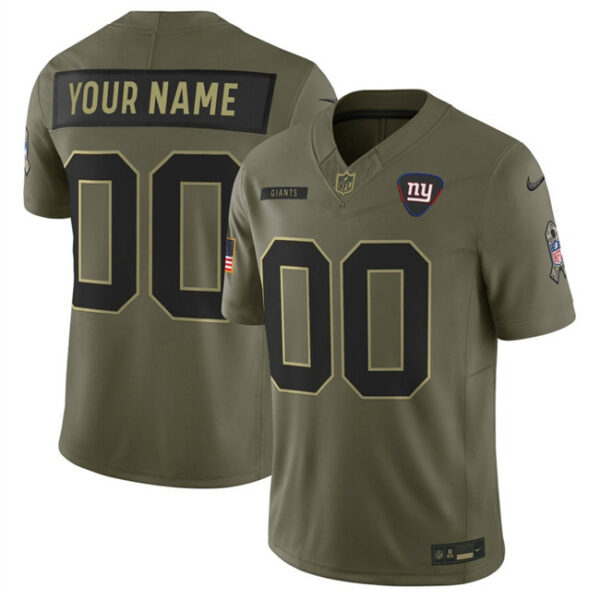 Men's New York Giants Active Player Custom Olive 2025 F.U.S.E. Salute to Service Limited Stitched Football Jersey