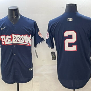 Men's New York Yankees #2 Derek Jeter Navy Bronx Graffiti V2 Vapor Limited Stitched Baseball Jersey