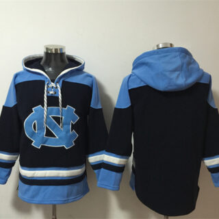 Men's North Carolina Tar Heels Blank Black Ageless Must-Have Lace-Up Pullover Hoodie