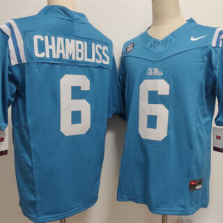 Men's Ole Miss Rebels #6 Trinidad Chambliss Blue 2025 F.U.S.E. Stitched jersey
