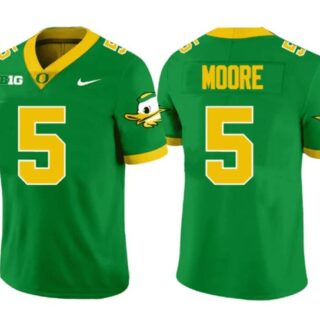 Men's Oregon Ducks #5 Dakorien Moore Green Stitched Football Jersey