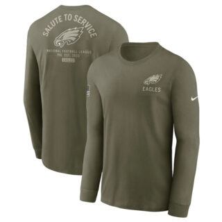 Men's Philadelphia Eagles Olive 2025 Salute to Service Sideline Long Sleeve T-Shirt