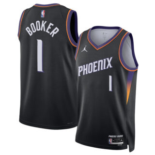 Men's Phoenix Suns #1 Devin Booker Black 2025 Statement Edition Stitched Basketball Jersey