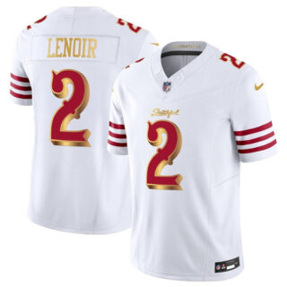 Men's San Francisco 49ers #2 Deommodore Lenoir White Gold 2025 F.U.S.E. Rivalries Vapor Limited Stitched Football Jersey