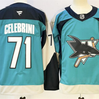 Men's San Jose Sharks #71 Macklin Celebrini Teal 2025 Alternate Stitched Hockey Jersey