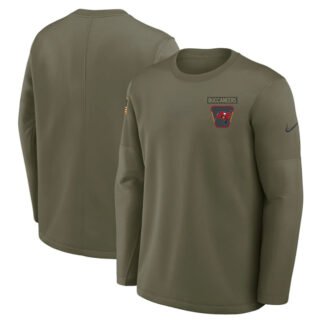 Men's Tampa Bay Buccaneers Olive 2025 Salute to Service Sideline Coaches Therma-FIT Long Sleeve Shirt