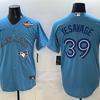 Men's Toronto Blue Jays #39 Trey Yesavage Blue 2025 World Series Home Cool Base Stitched Baseball Jersey