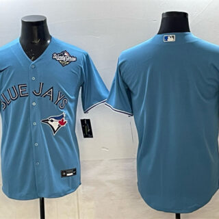 Men's Toronto Blue Jays Blank Blue 2025 World Series Home Cool Base Stitched Baseball Jersey