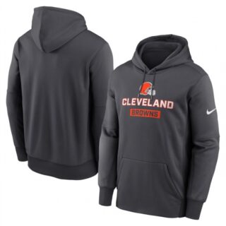 Men's Cleveland Browns Anthracite Toss Sweep Performance Pullover Hoodie