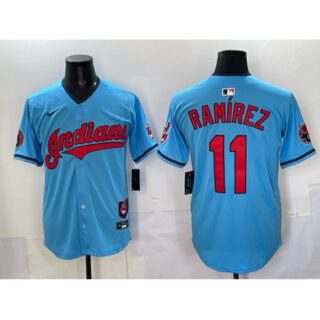 Men's Cleveland Guardians #11 Jose Ramirez Blue Vapor Premier Limited Stitched Baseball Jersey