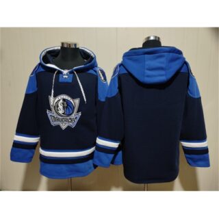 Men's Dallas Mavericks Navy Black Lace-Up Pullover Hoodie