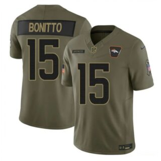 Men's Denver Broncos #15 Nik Bonitto Olive 2025 F.U.S.E. Salute to Service Limited Football Stitched Jersey