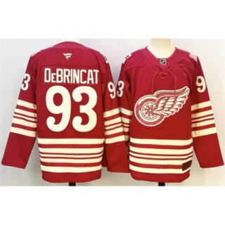 Men's Detroit Red Wings #93 Alex DeBrincat Red 2025-26 Centennial Premium Stitched Hockey Jersey