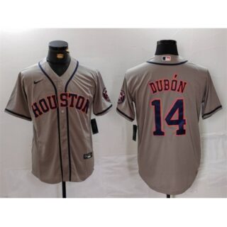 Men's Houston Astros #14 Mauricio Dubon Grey Cool Base Stitched Baseball Jersey