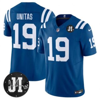 Men's Indianapolis Colts #19 Johnny Unitas Blue 2025 F.U.S.E. Jim Irsay Vapor Limited Football Stitched Jersey