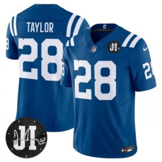 Men's Indianapolis Colts #28 Jonathan Taylor Blue 2025 F.U.S.E. Jim Irsay Vapor Limited Football Stitched Jersey