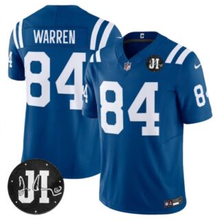 Men's Indianapolis Colts #84 Tyler Warren Blue 2025 F.U.S.E. Jim Irsay Vapor Limited Football Stitched Jersey