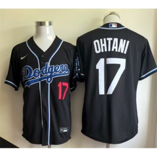 Men's Los Angeles Dodgers #17 Shohei Ohtani Black Cool Base Stitched Baseball Jersey