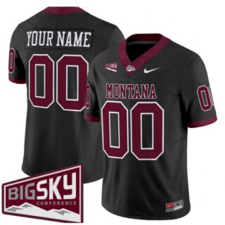 Men's Montana Grizzlies Active Player Custom Black 2025 F.U.S.E. Big Sky Patch Vapor Limited V1 Stitched Football Jersey
