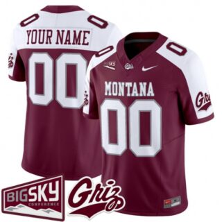Men's Montana Grizzlies Active Player Custom Maroon Alternate 2025 F.U.S.E. Big Sky Patch Vapor Limited V1 Stitched Football Jersey