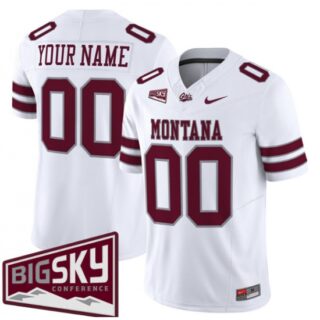 Men's Montana Grizzlies Active Player Custom White 2025 F.U.S.E. Big Sky Patch Vapor Limited V1 Stitched Football Jersey