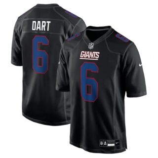 Men's New York Giants #6 Jaxson Dart Carbon Black Fashion Game Nike Jersey