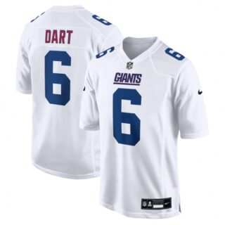 Men's New York Giants #6 Jaxson Dart Tundra White New York Giants Fashion Game Nike Jersey