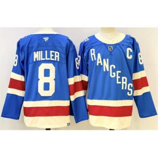 Men's New York Rangers #8 JT Miller Blue 2025 With C Stitched Hockey Jersey