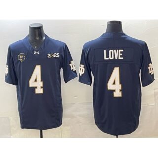 Men's Notre Dame Fighting Irish #4 Jeremiyah Love Navy F.U.S.E. 2025 CFP Final Limited Stitched Football Jersey