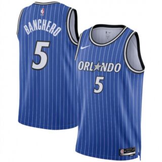 Men's Orlando Magic #5 Paolo Banchero Blue 2025 Icon Edition Stitched Basketball Jersey