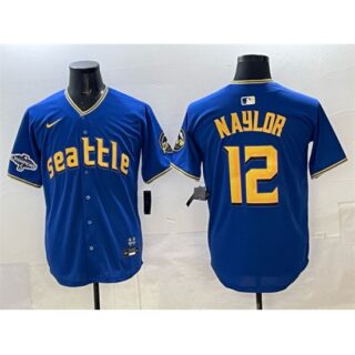 Men's Seattle Mariners #12 Josh Naylor Royal With 2025 AL West Division Champions Limited Stitched jersey
