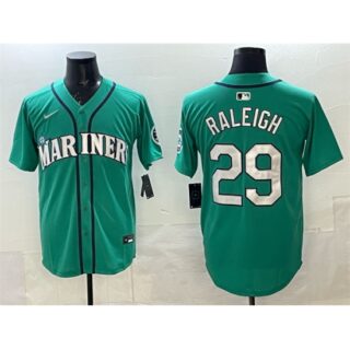 Men's Seattle Mariners #29 Cal Raleigh Aqua Limited Stitched jersey