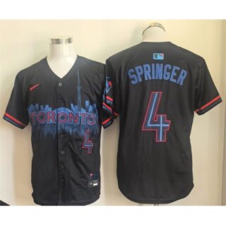 Men's Toronto Blue Jays #4 George Springer Navy 2024 City Connect Limited Stitched Baseball Jersey