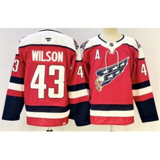 Men's Washington Capitals #43 Tom Wilson Red With A Stitched Hockey Jersey